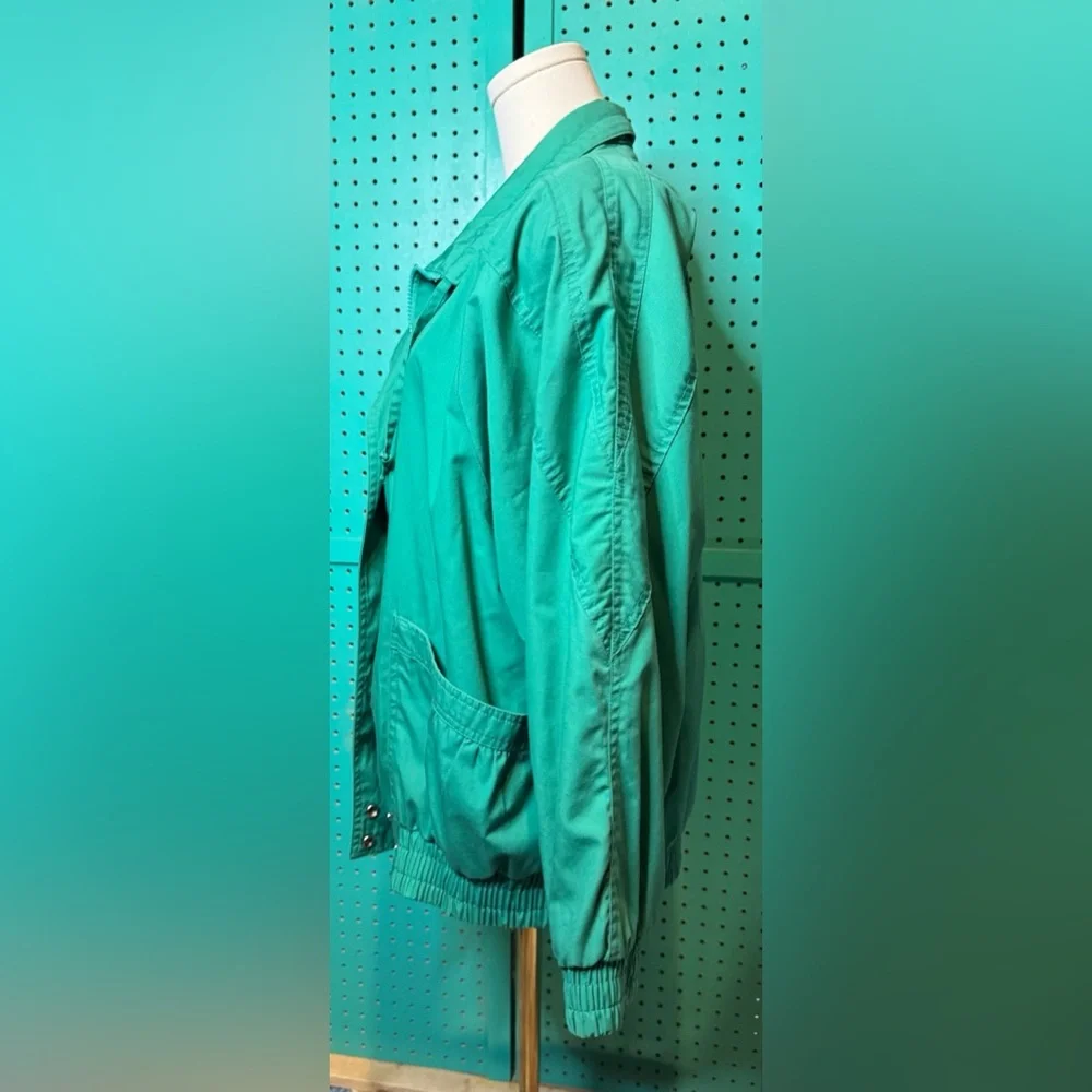 Vintage Fleet Street Teal Oversized Windbreaker Jacket Retro 90s Chic Size 10